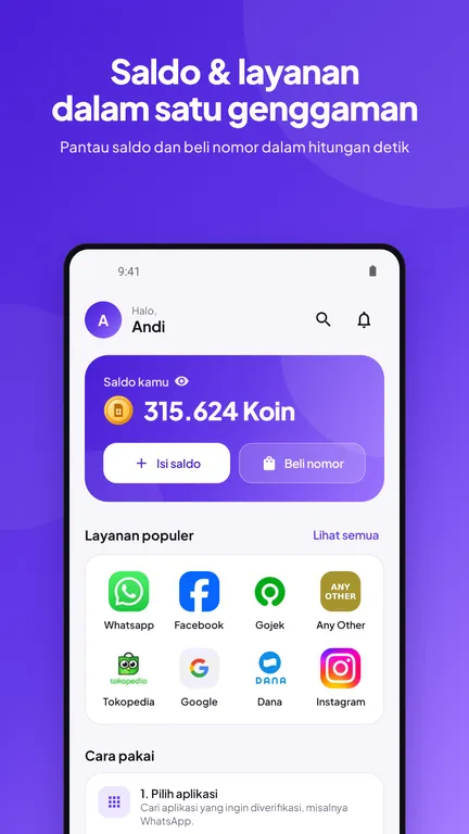 AdaSIM: saldo dan layanan populer di beranda aplikasi