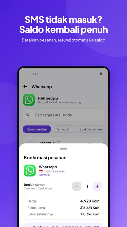 AdaSIM: konfirmasi pesanan nomor WhatsApp